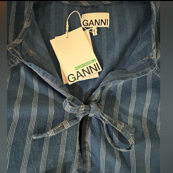 Ganni striped shirt size XS new without tags - blue and white stripes - Picture 3 of 6